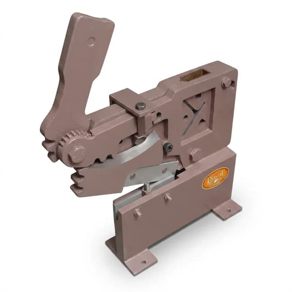 Pentagon Hand Operated Geared Shearing Machine with Angle, Tee, Round, Square & Flat Cutting Attachments