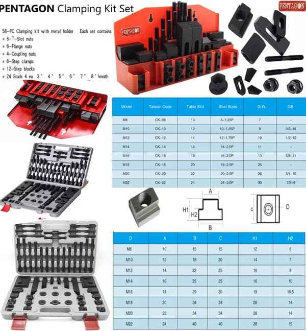 High Precision Steel Clamping Kit Set 0f 58 pcs