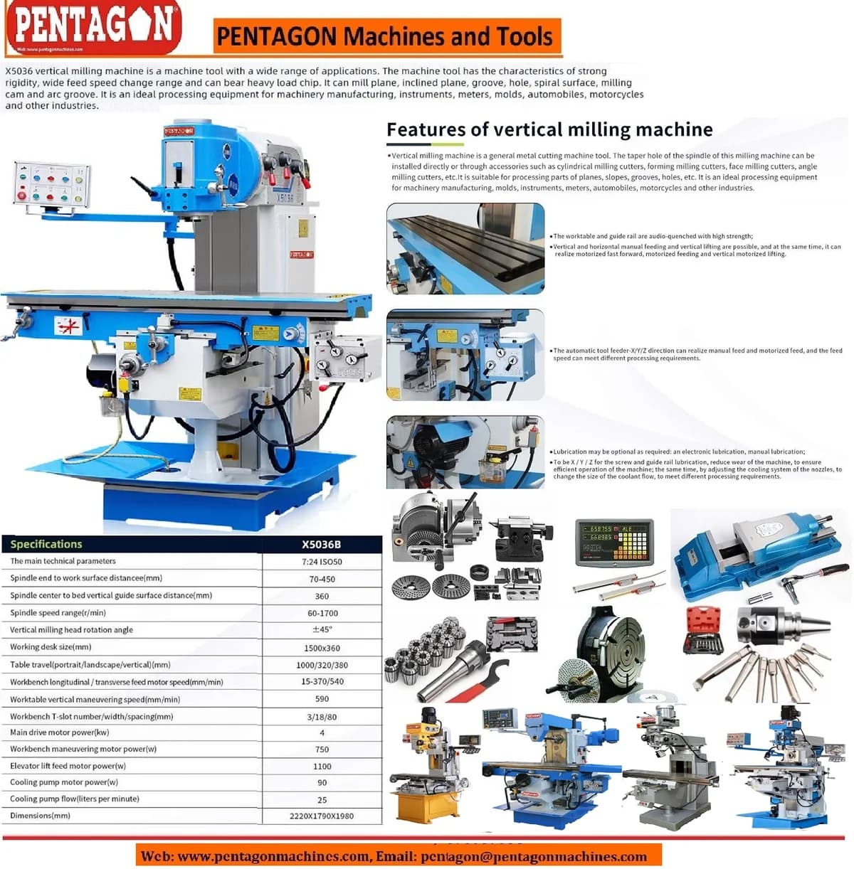 Vertical Knee type Heavy Duty Geared Head Milling Machine